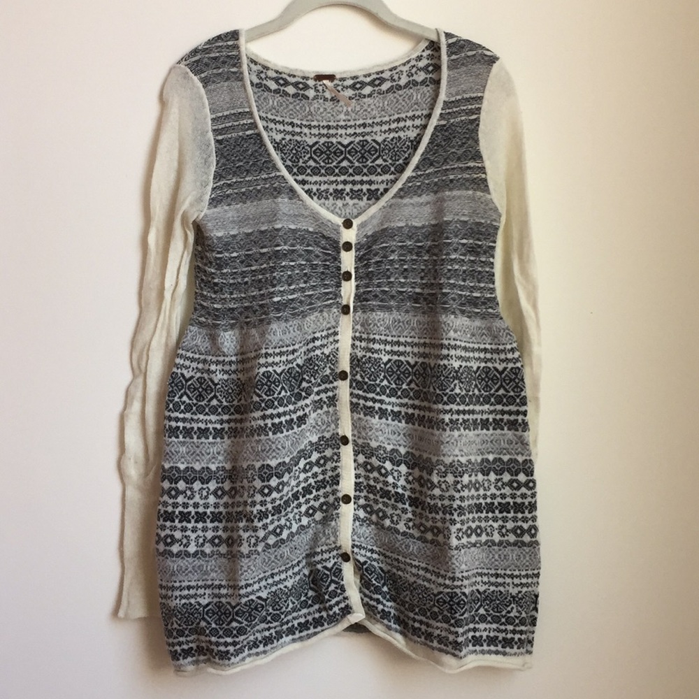 Free People Long Sleeve Button Up Sweater Size S